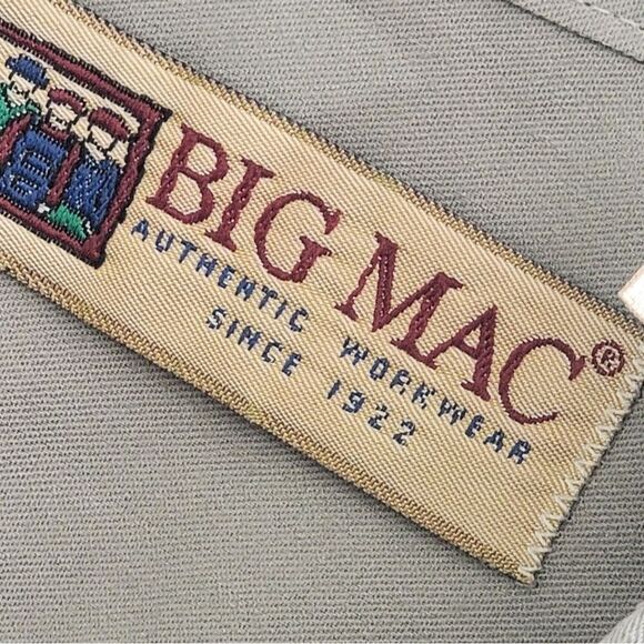 Big Mac Workwear Shirt Mens Large 16-16.5 Gray Khaki Button Up Short Sleeve - Picture 5 of 9